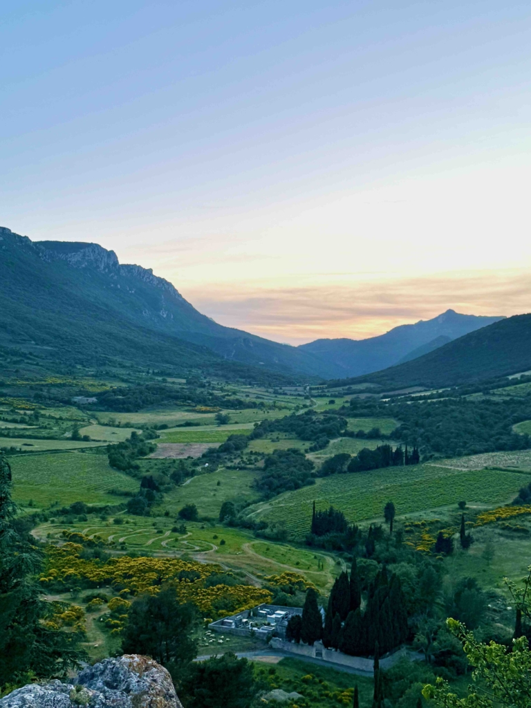 Cucugnan France, beautiful valley with mountains